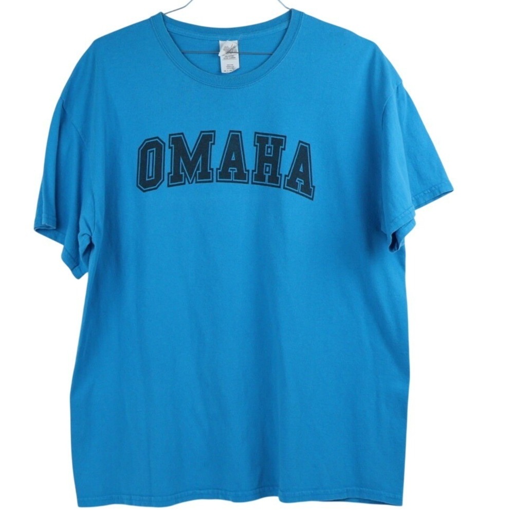 Omaha Nebraska Graphic T-Shirt Blue Men's XL Cotton Short‎ Sleeve Tee Gildan